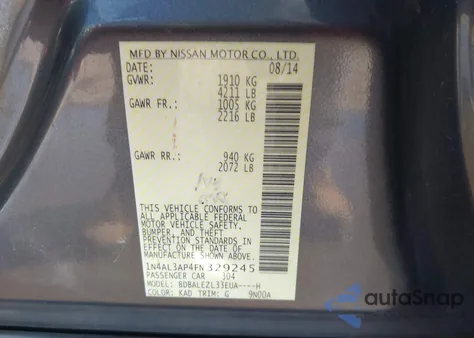 2015 Nissan Altima 2.5 S из США, поврежденный, VIN 1N4AL3AP4FN329245